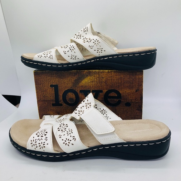 croft & barrow Shoes - Crofts & Barrow White Slide On Open Toe Sandals -9